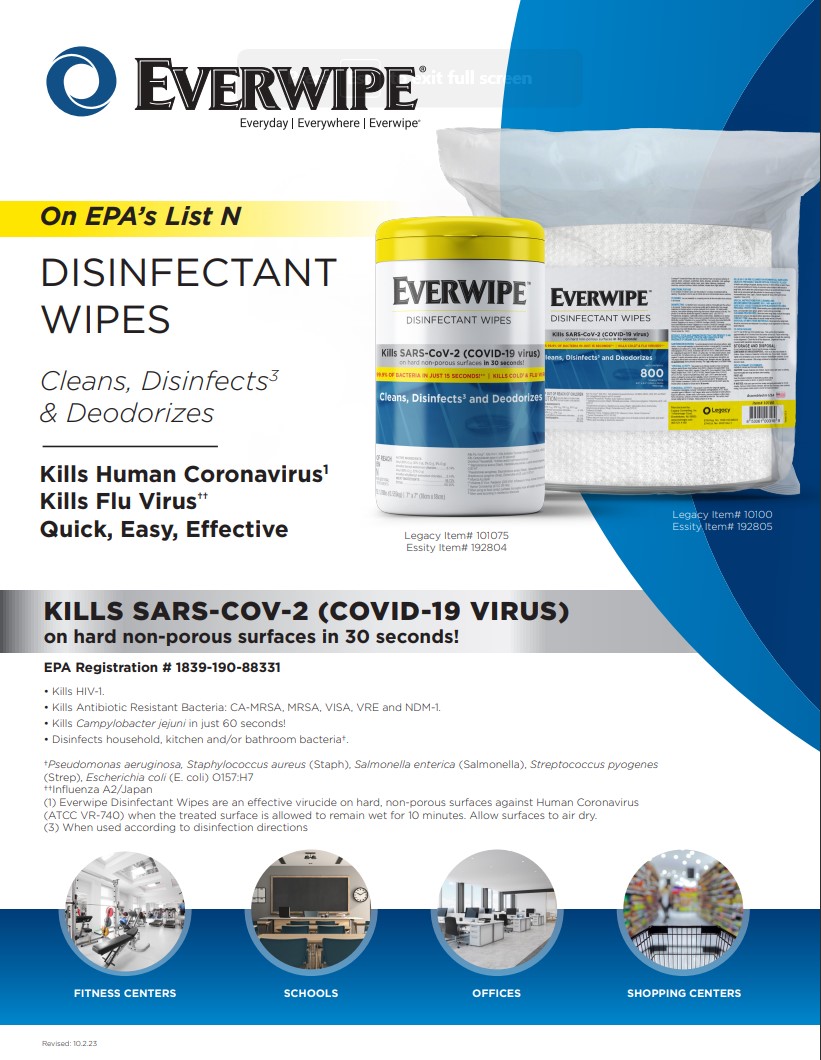 Imperial Dade East Central Tork Everwipe Disinfectant Wipes